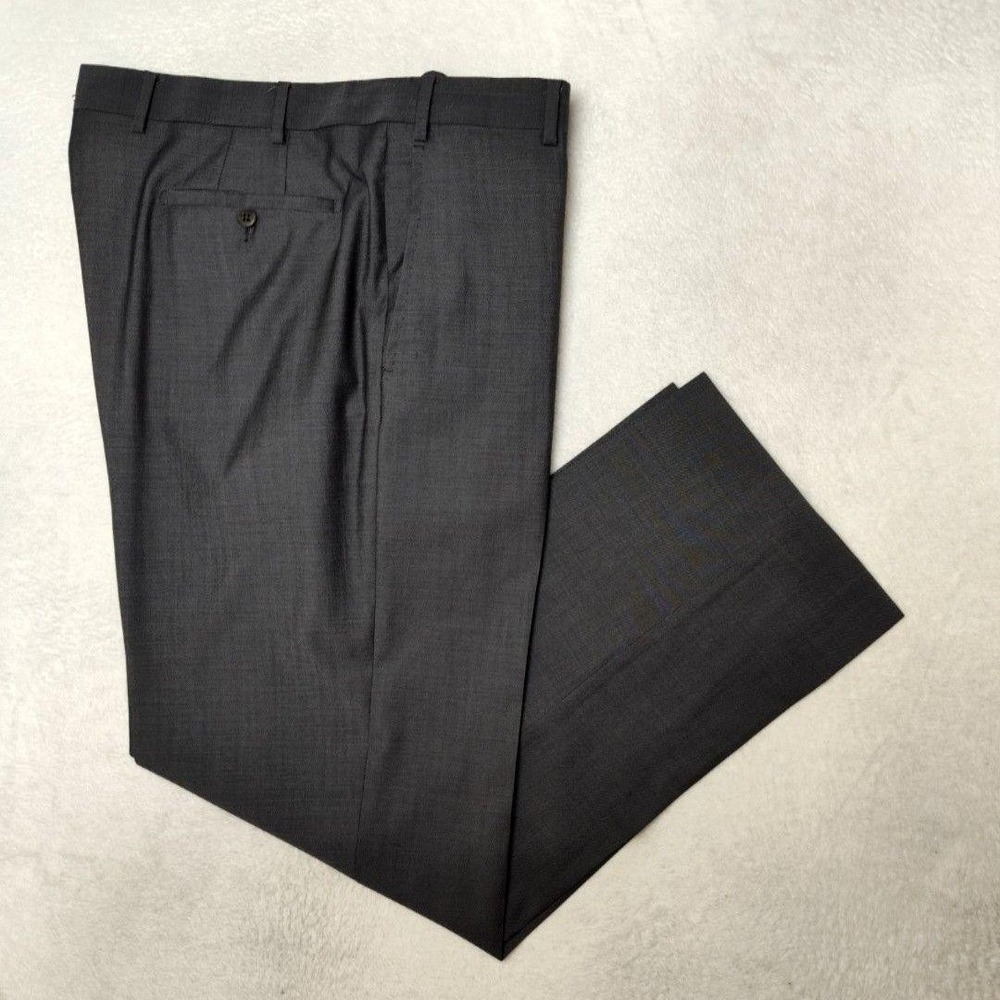 Zanella Platinum Dress Pants Mens 38x32 Gray Wool Flat Front Devon Dress Suit